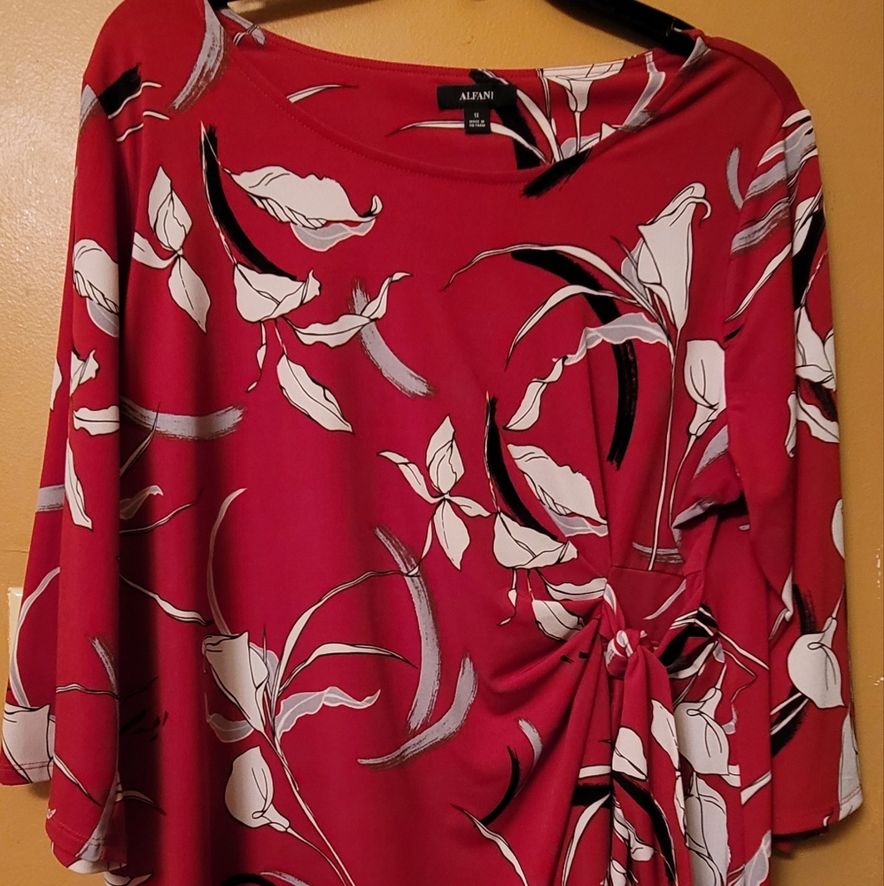 Alfani Red Print Blouse